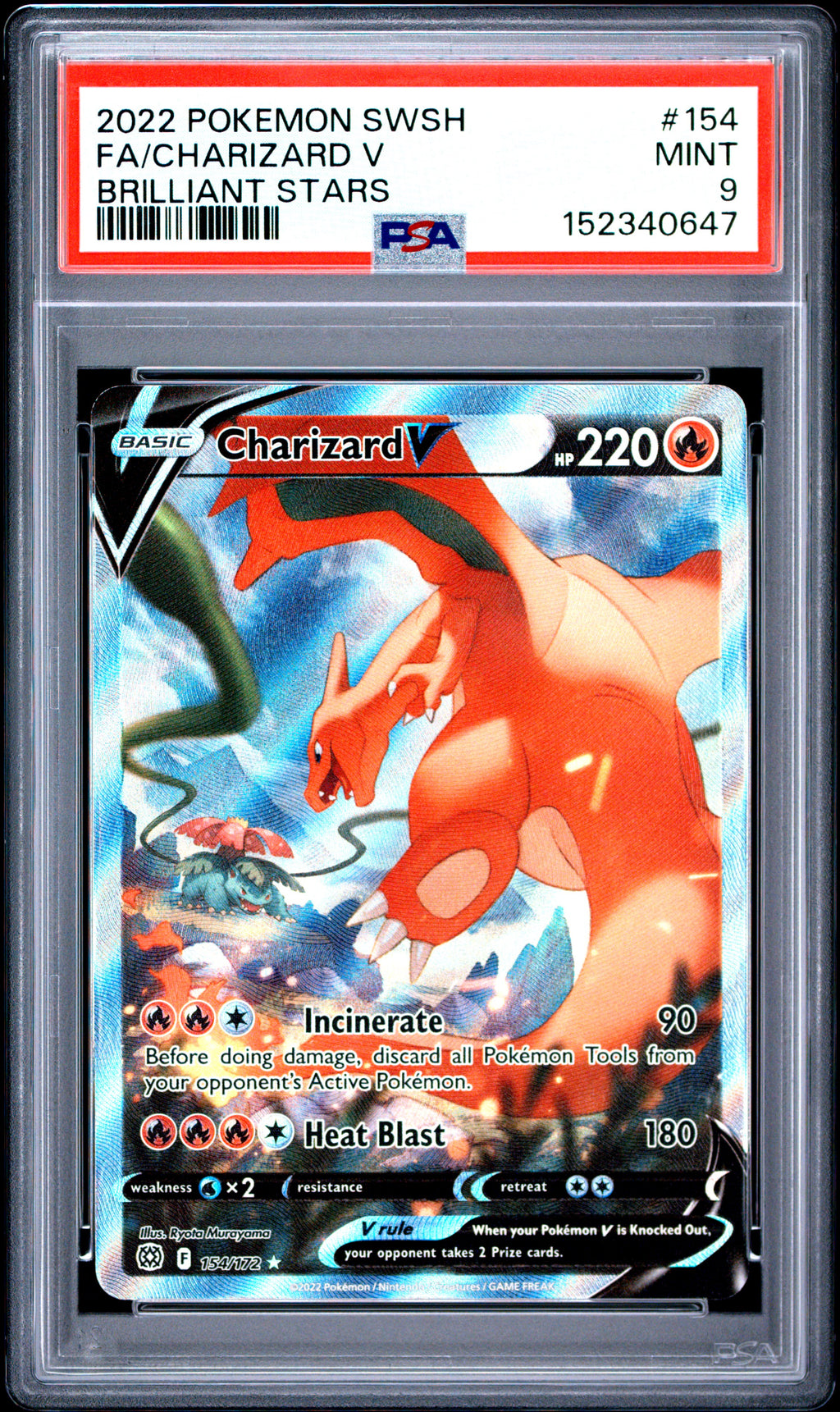 PSA 9 Charizard V #154 - Brilliant Stars