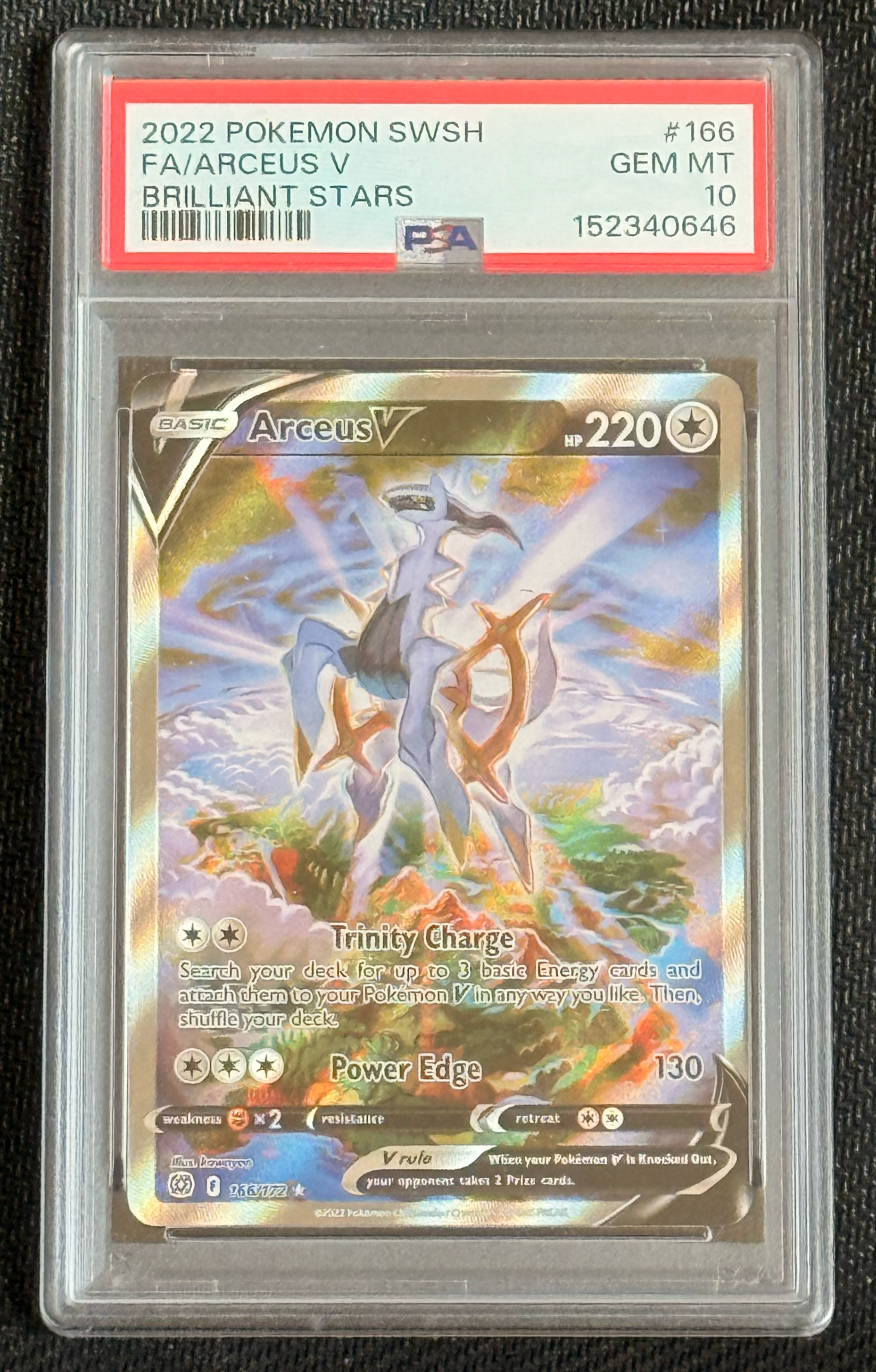 PSA 10 Arceus V #166 - Brilliant Stars