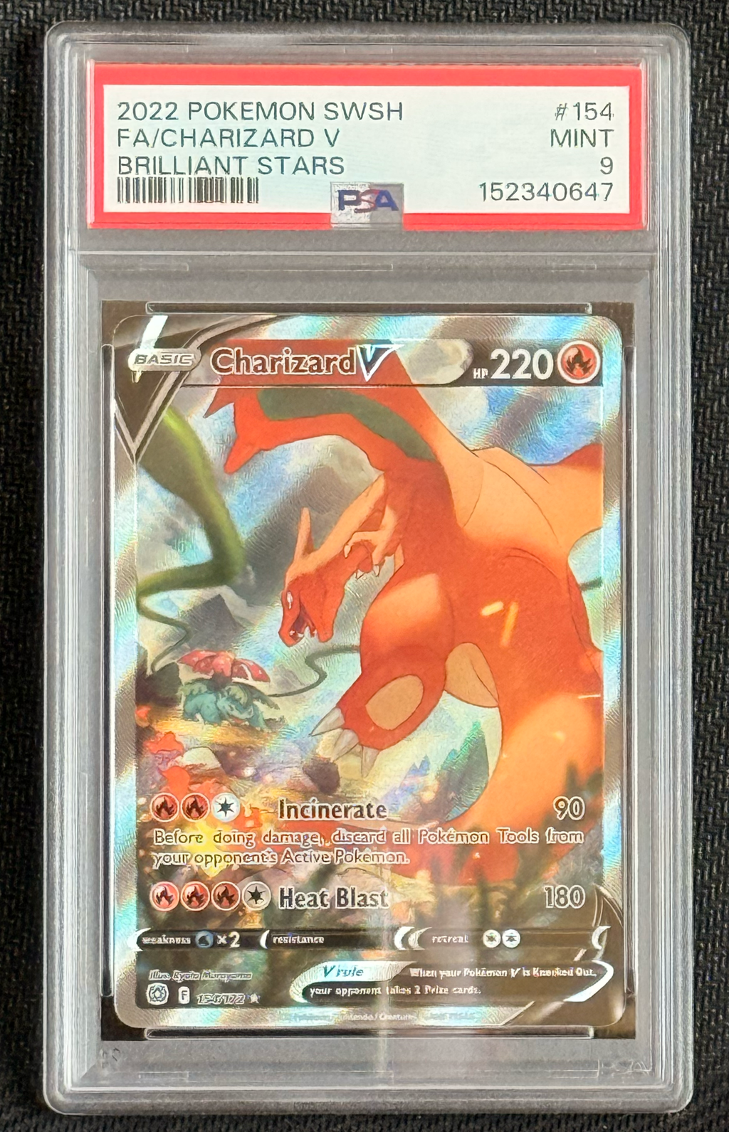 PSA 9 Charizard V #154 - Brilliant Stars