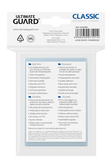 Ultimate Guard Classic Sleeves Standard Size - 100pc